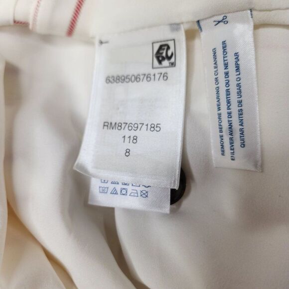 Luxury TOMMY HILFIGER Belted Button Front Red Striped Flare Dress Size 8 - Picture 9 of 9